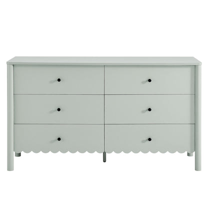 Emmeline Scalloped 6-Drawer Dresser in gray with black knobs on Tampa Garden Store on Tampa Home & Garden Store