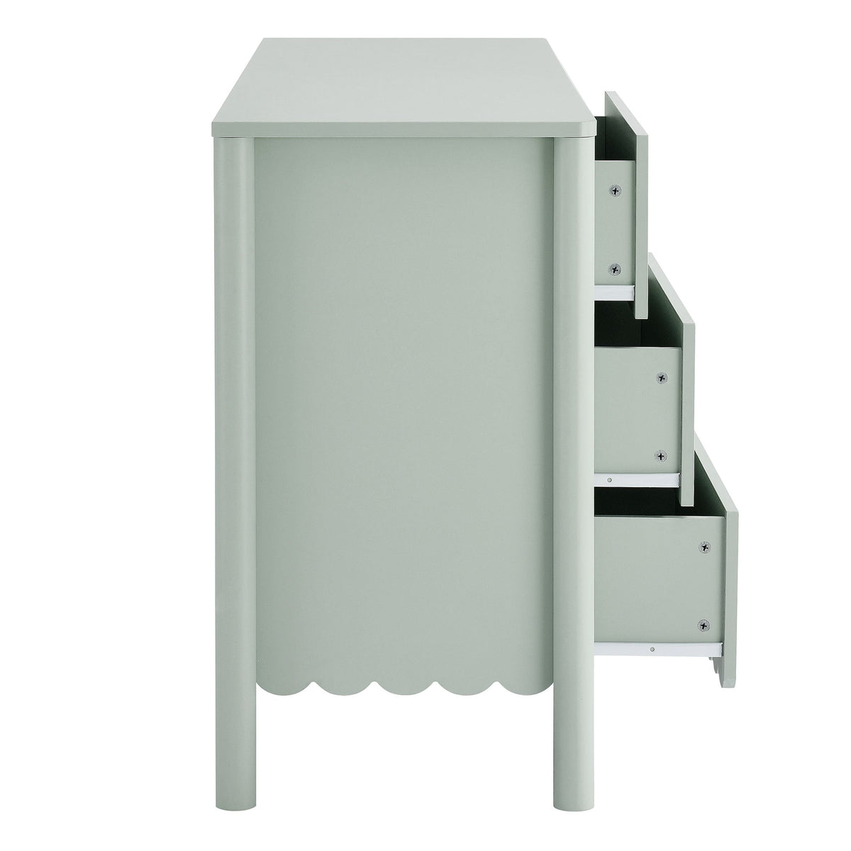 Emmeline Scalloped 6-Drawer Dresser in sage green by Modway on Tampa Home & Garden Store