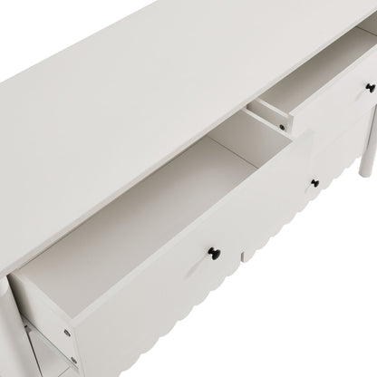 Emmeline Scalloped 6-Drawer Dresser white finish with black knobs on Tampa Home & Garden Store