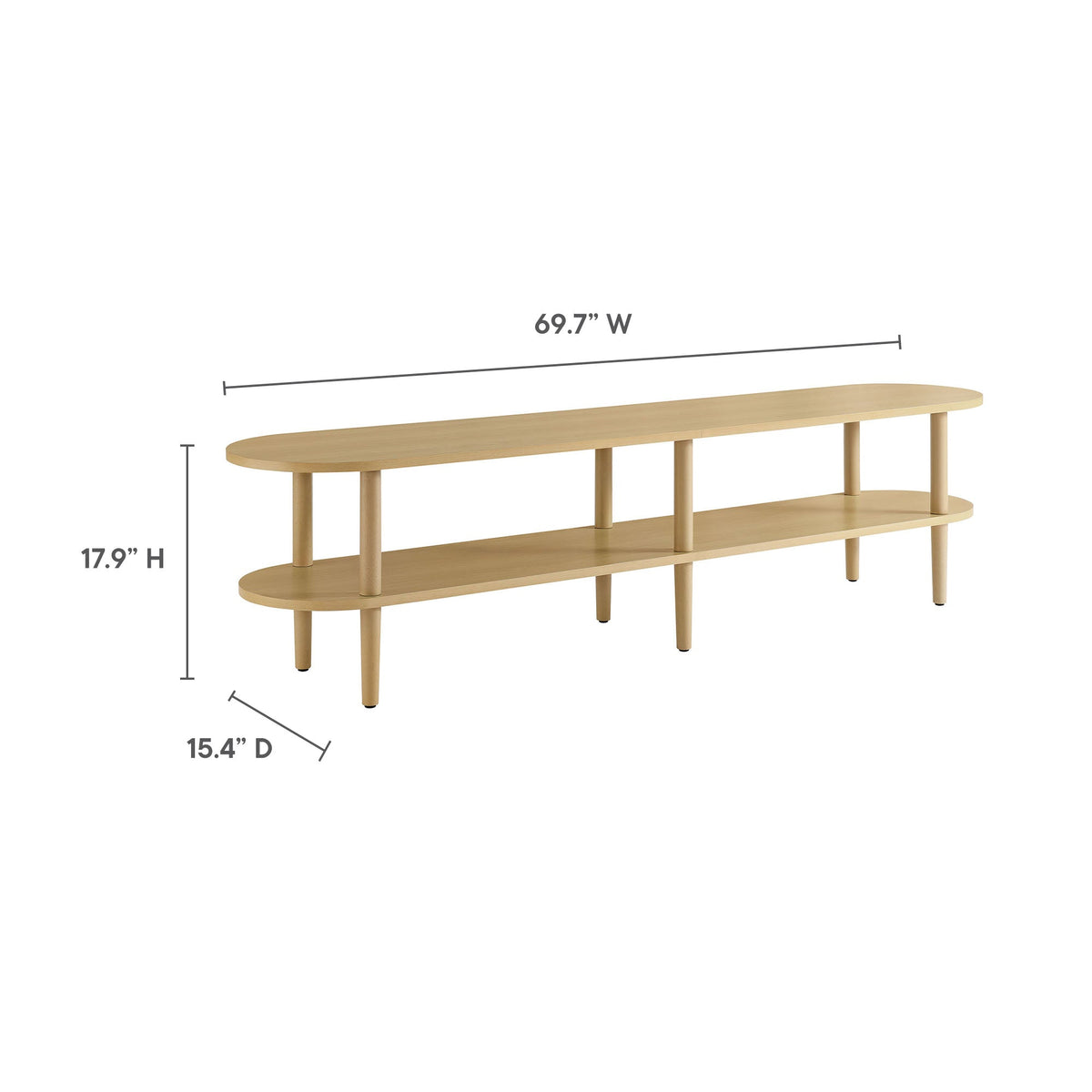 Torus Oval Wood TV Stand by Modway, natural wood finish with three-tier shelves on Tampa Home & Garden Store