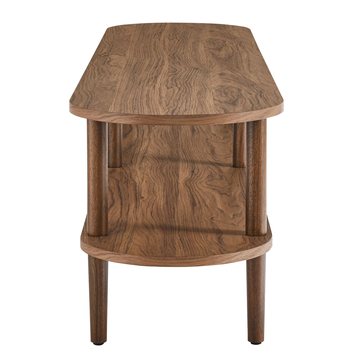 Torus Oval Wood TV Stand by Modway, brown woodgrain finish with rounded edges on Tampa Home & Garden Store