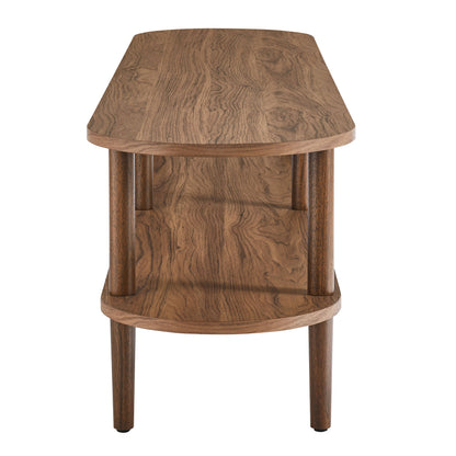 Torus Oval Wood TV Stand by Modway, brown woodgrain finish with rounded edges on Tampa Home & Garden Store