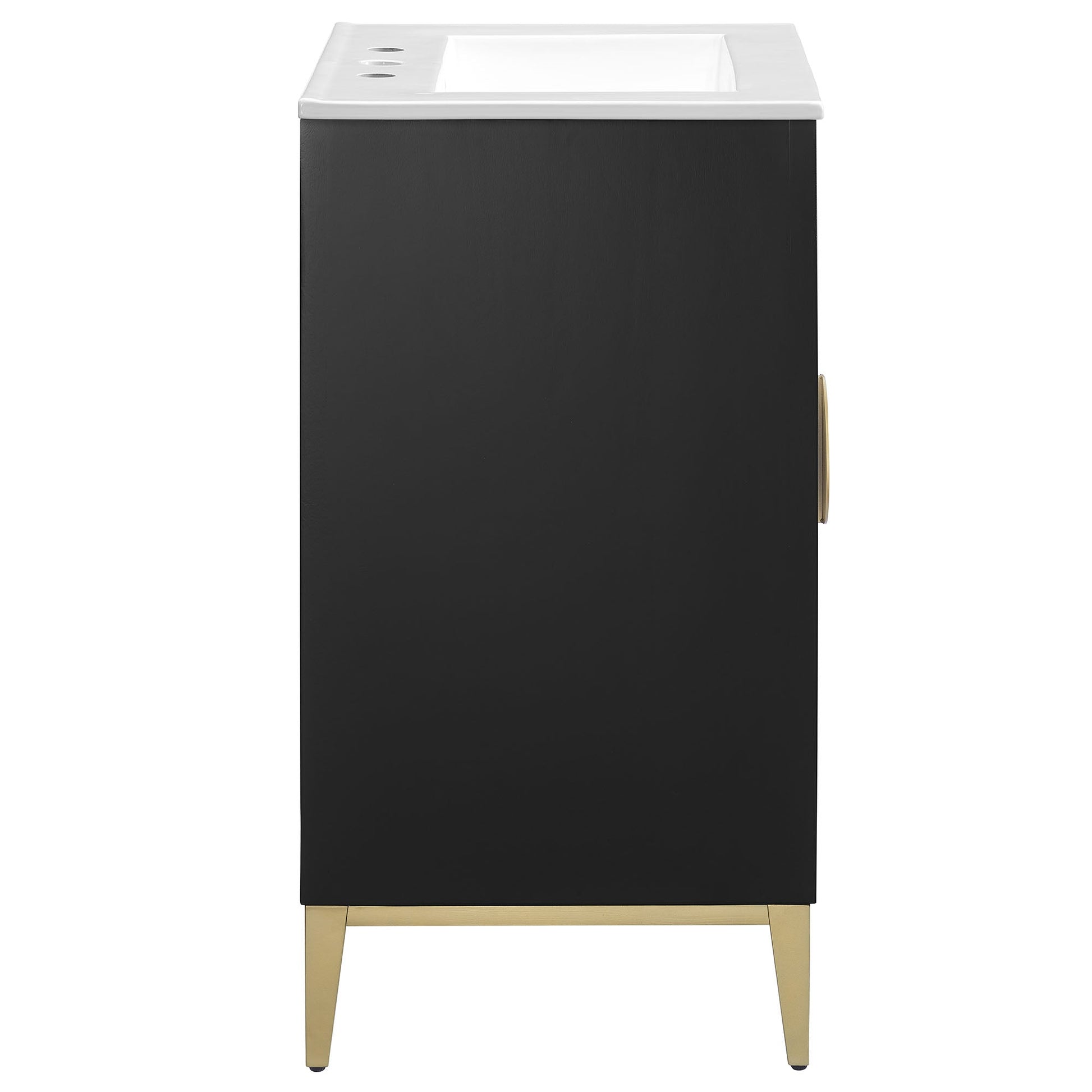Beau 24in Wood Bathroom Vanity with Basin by Modway - white countertop, black cabinet, gold legs on Tampa Home & Garden Store