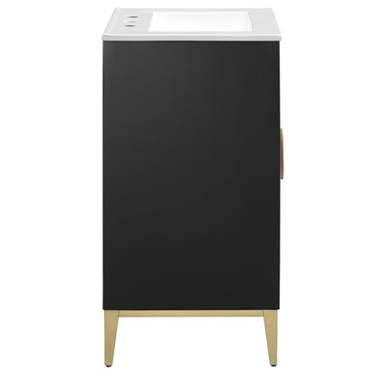 Beau 24in Wood Bathroom Vanity with Basin by Modway - white countertop, black cabinet, gold legs on Tampa Home & Garden Store