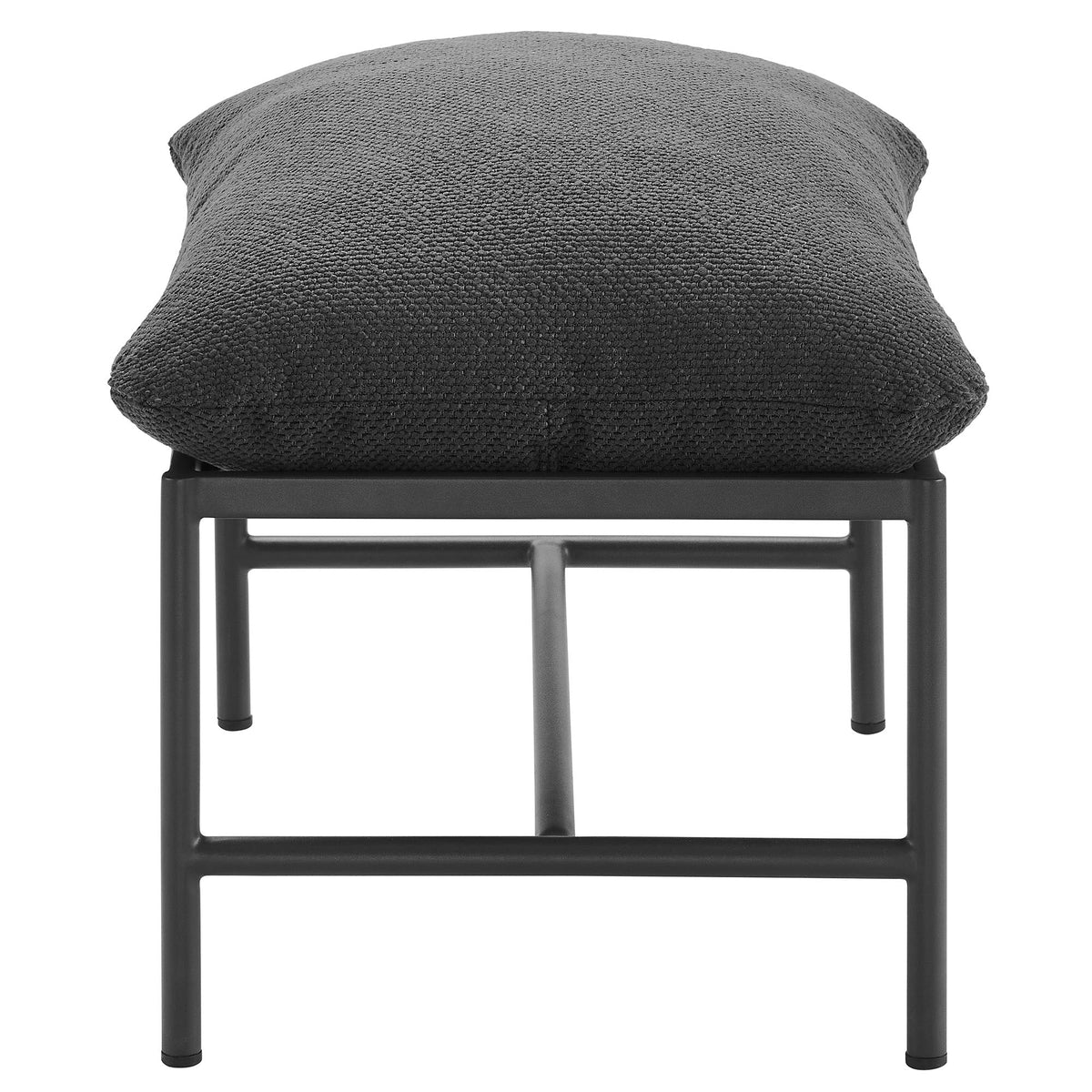 Raya Outdoor Patio Boucle Ottoman by Modway, charcoal boucle fabric with black metal frame on Tampa Home & Garden Store