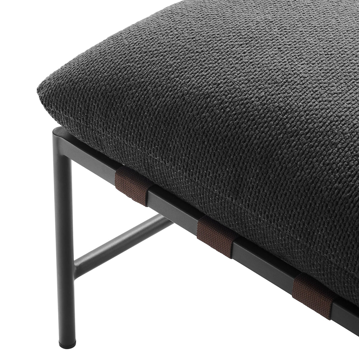 Raya Outdoor Patio Boucle Ottoman by Modway with dark gray boucle fabric and black metal frame on Tampa Home & Garden Store