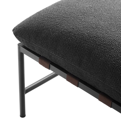 Raya Outdoor Patio Boucle Ottoman by Modway with dark gray boucle fabric and black metal frame on Tampa Home & Garden Store