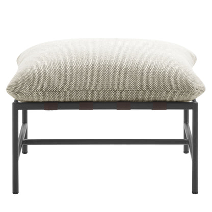 Raya Outdoor Patio Boucle Ottoman by Modway beige cushion on black metal frame on Tampa Home & Garden Store