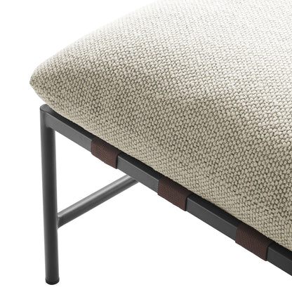 Raya Outdoor Patio Boucle Ottoman beige boucle cushion with dark metal frame by Modway on Tampa Home & Garden Store