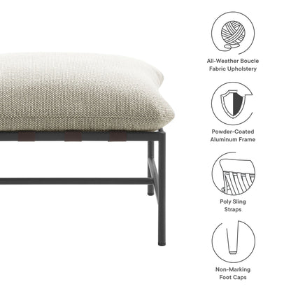 Raya outdoor boucle ottoman beige upholstery powder-coated aluminum frame Modway on Tampa Home & Garden Store