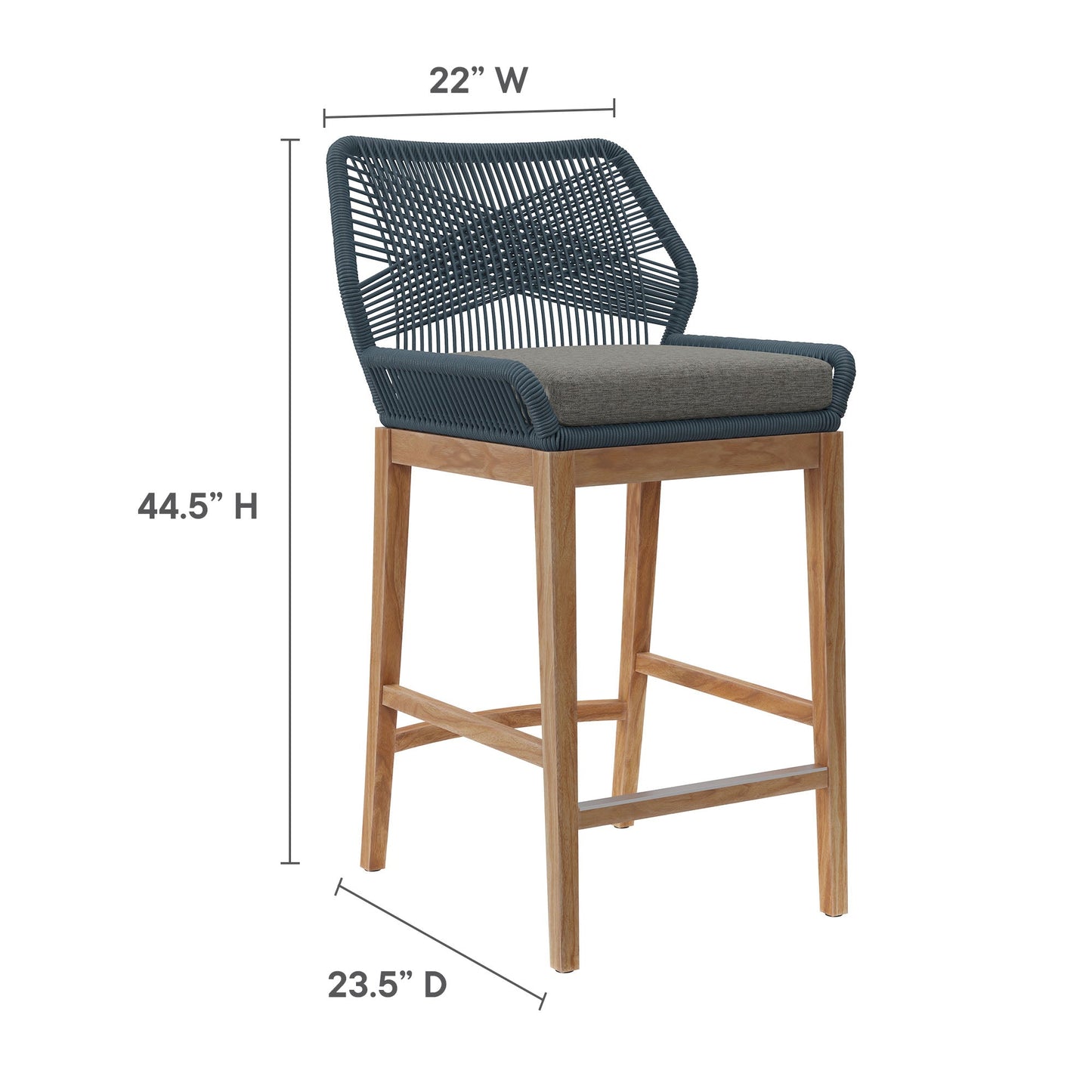 Modway Teak Patio Bar Set and Aluminum Stools