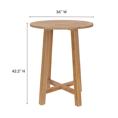 Modway Teak Patio Bar Set and Aluminum Stools