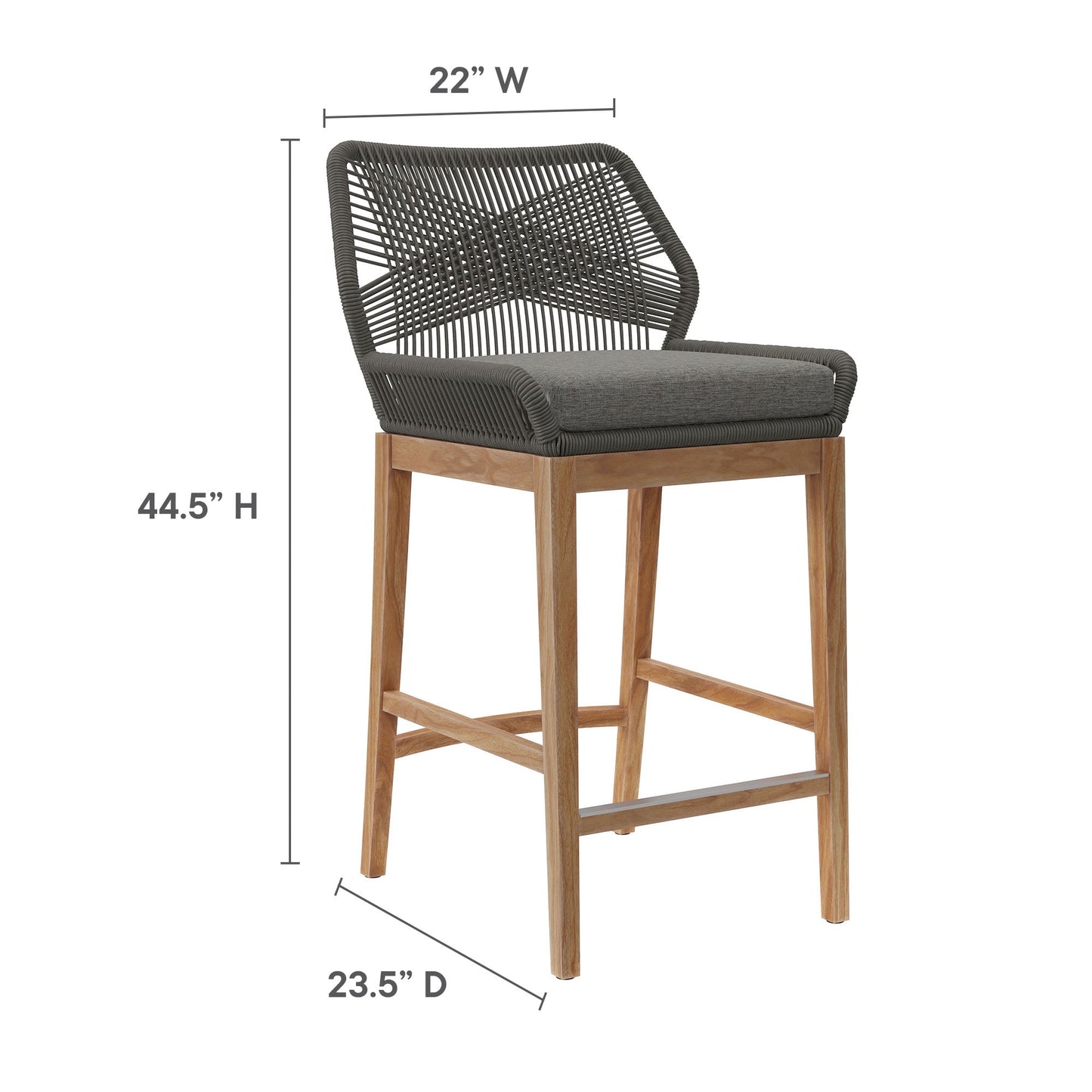 Modway Teak Patio Bar Set and Aluminum Stools