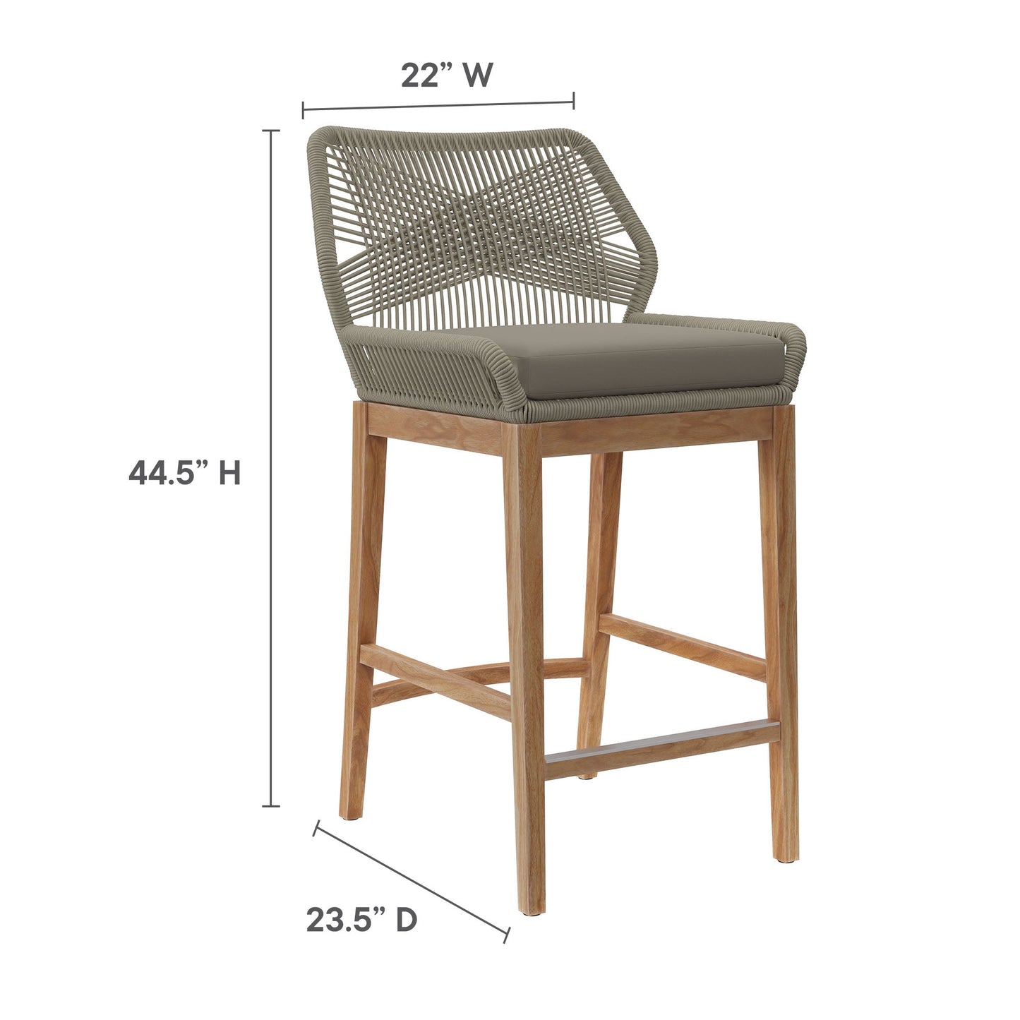 Modway Teak Patio Bar Set and Aluminum Stools