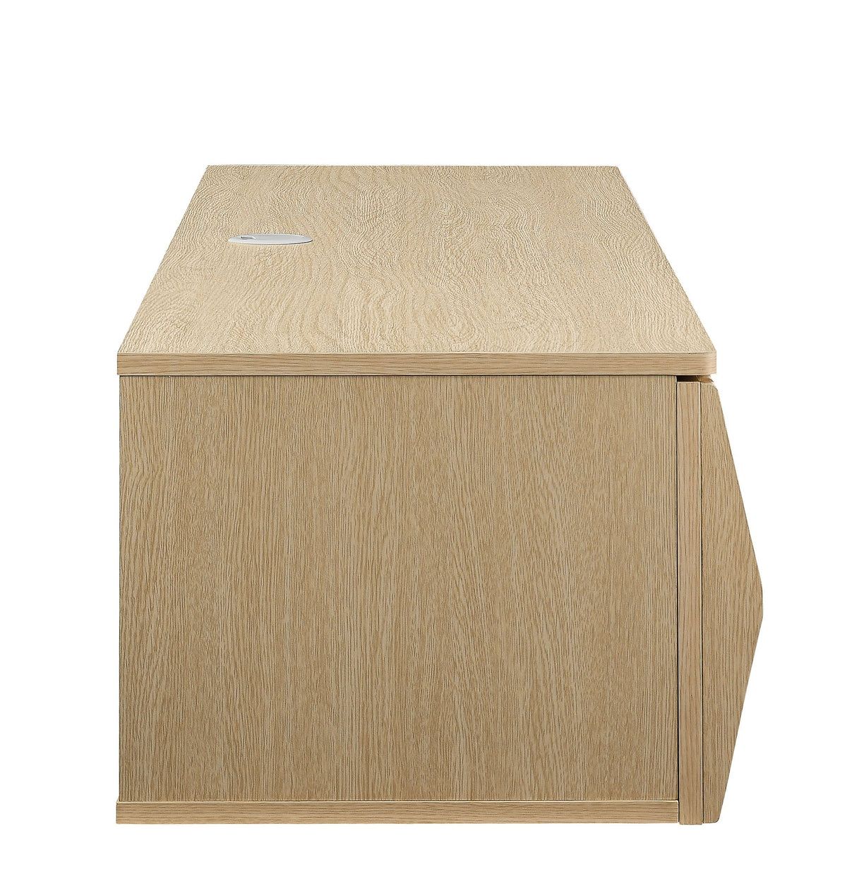 Vaughn 64in wall mount TV stand by HouseOfZazla in oak finish with wood grain and cable hole on Tampa Home & Garden Store