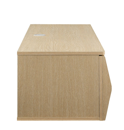 Vaughn 64in wall mount TV stand by HouseOfZazla in oak finish with wood grain and cable hole on Tampa Home & Garden Store