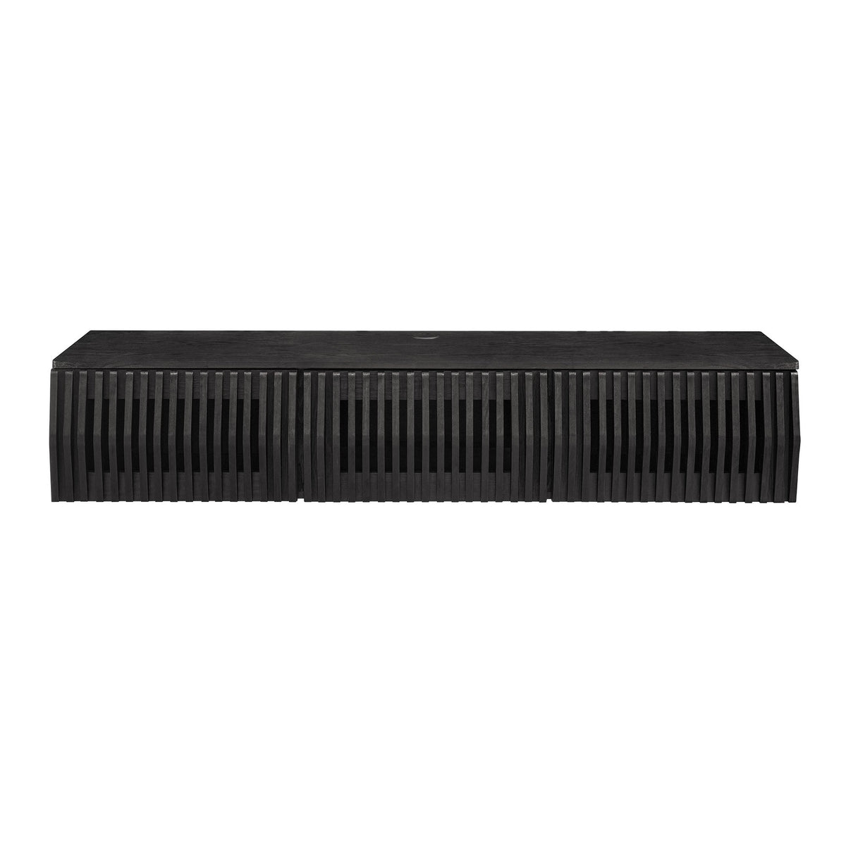 Vaughn 64in wall mount TV stand black slat-front entertainment console HouseOfZazla on Tampa Home & Garden Store