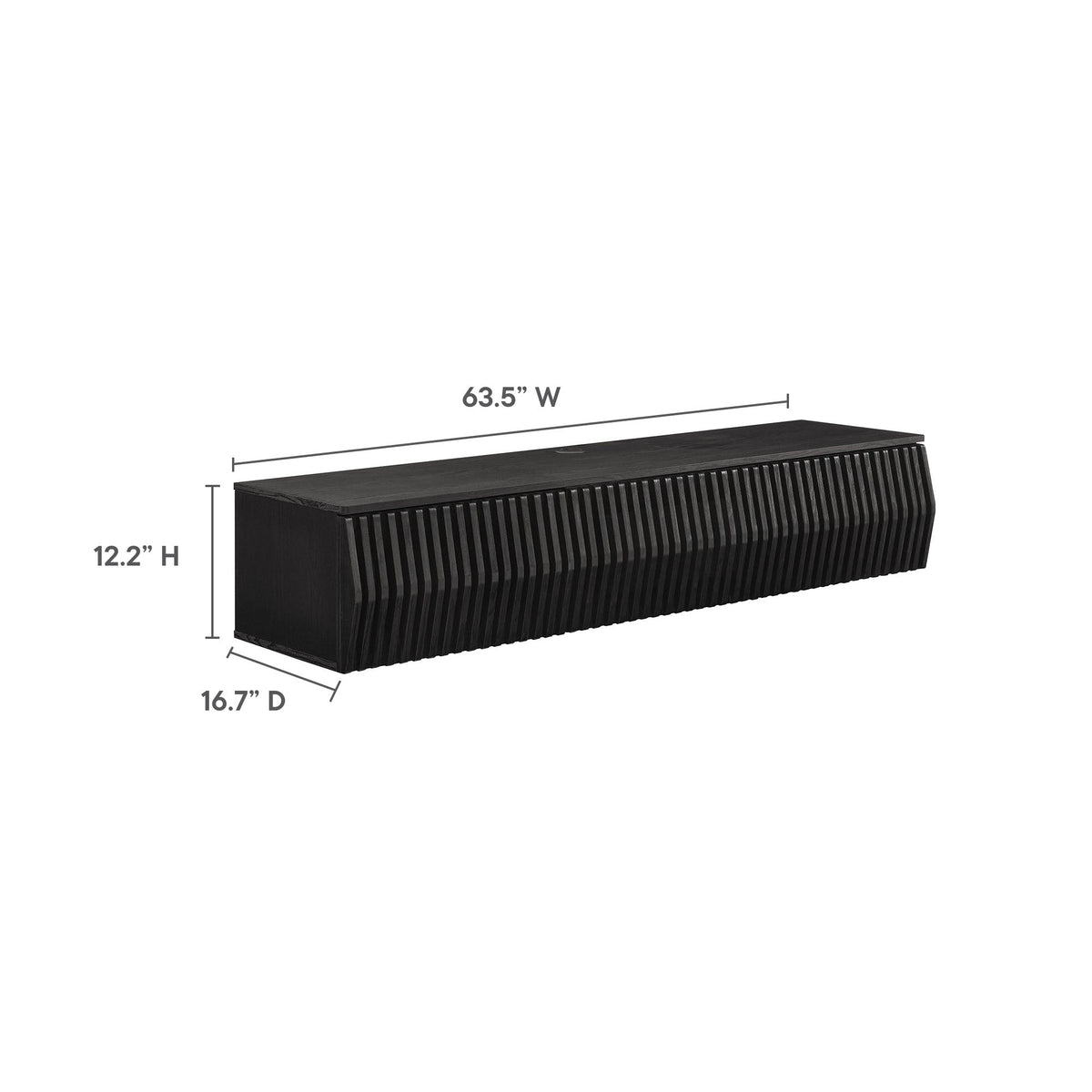 Vaughn 64in wall-mount TV stand by Modway, black ribbed front panel on Tampa Home & Garden Store