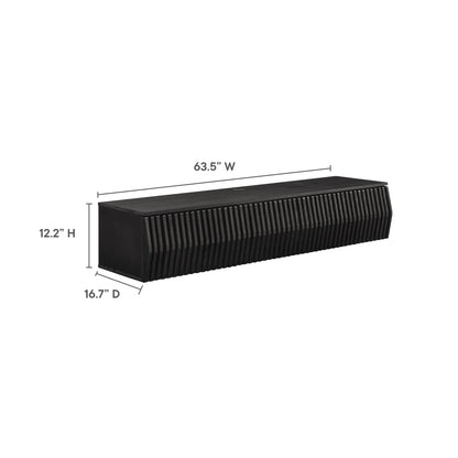 Vaughn 64in wall-mount TV stand by Modway, black ribbed front panel on Tampa Home & Garden Store