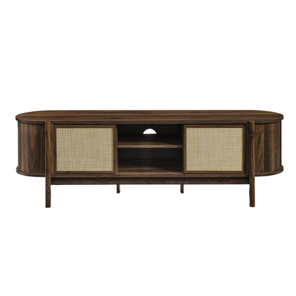 Reid 61in TV stand by Modway, dark walnut wood with woven cane panels on Tampa Home & Garden Store