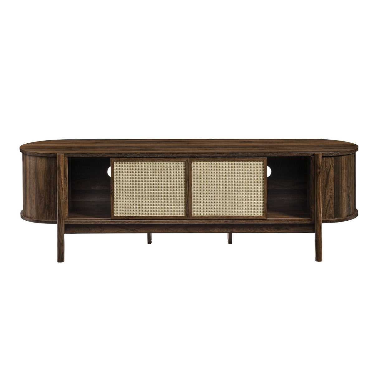 Reid 61in TV Stand by Modway, dark wood with cane-front panels on Tampa Home & Garden Store