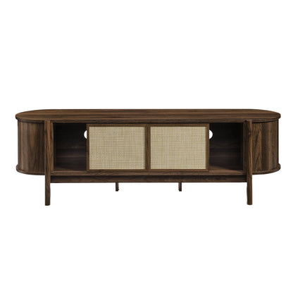 Reid 61in TV Stand by Modway, dark wood with cane-front panels on Tampa Home & Garden Store