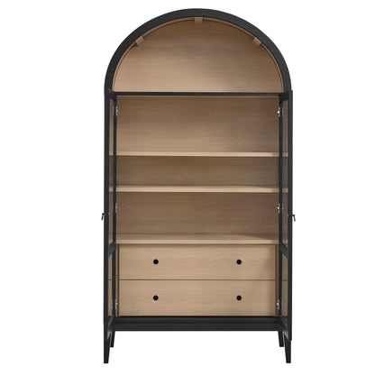 Nolan Wood Storage Cabinet with Arched Doors