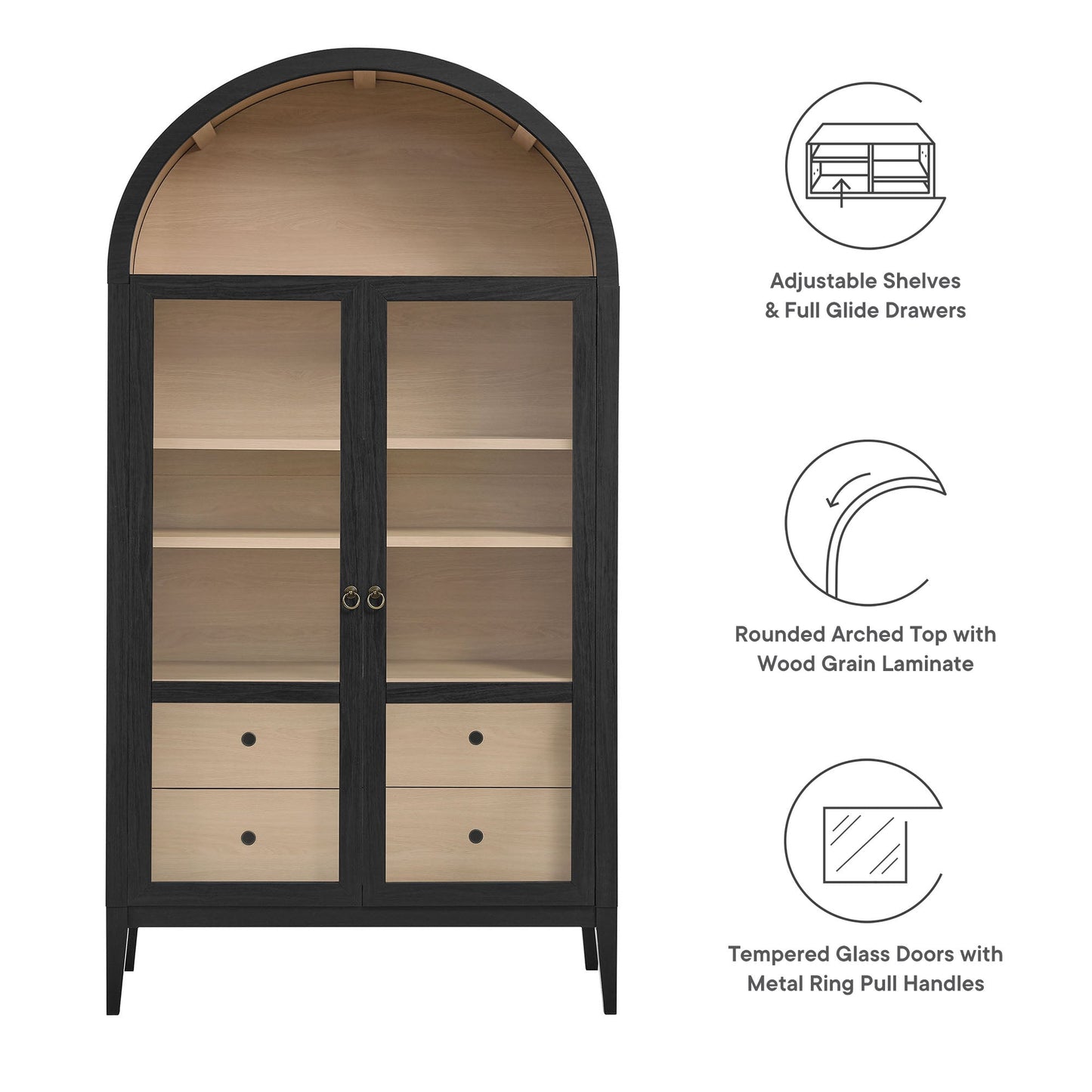 Nolan Wood Storage Cabinet with Arched Doors