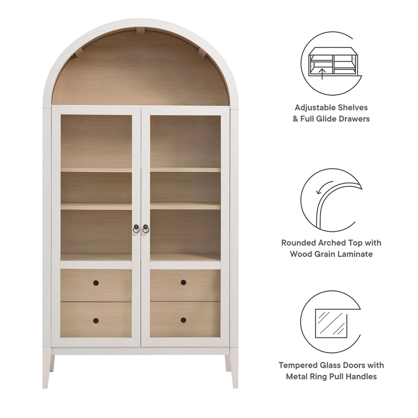 Nolan Wood Storage Cabinet with Arched Doors