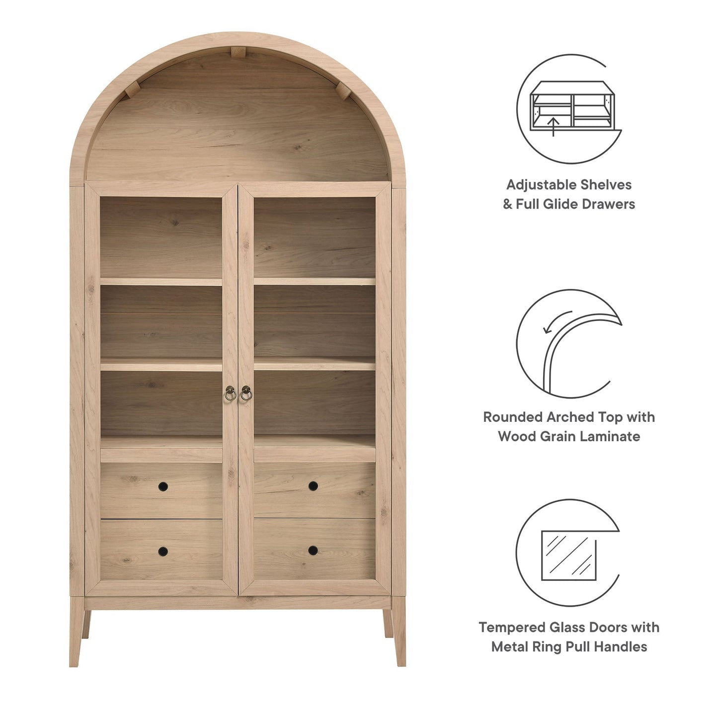 Nolan Wood Storage Cabinet with Arched Doors