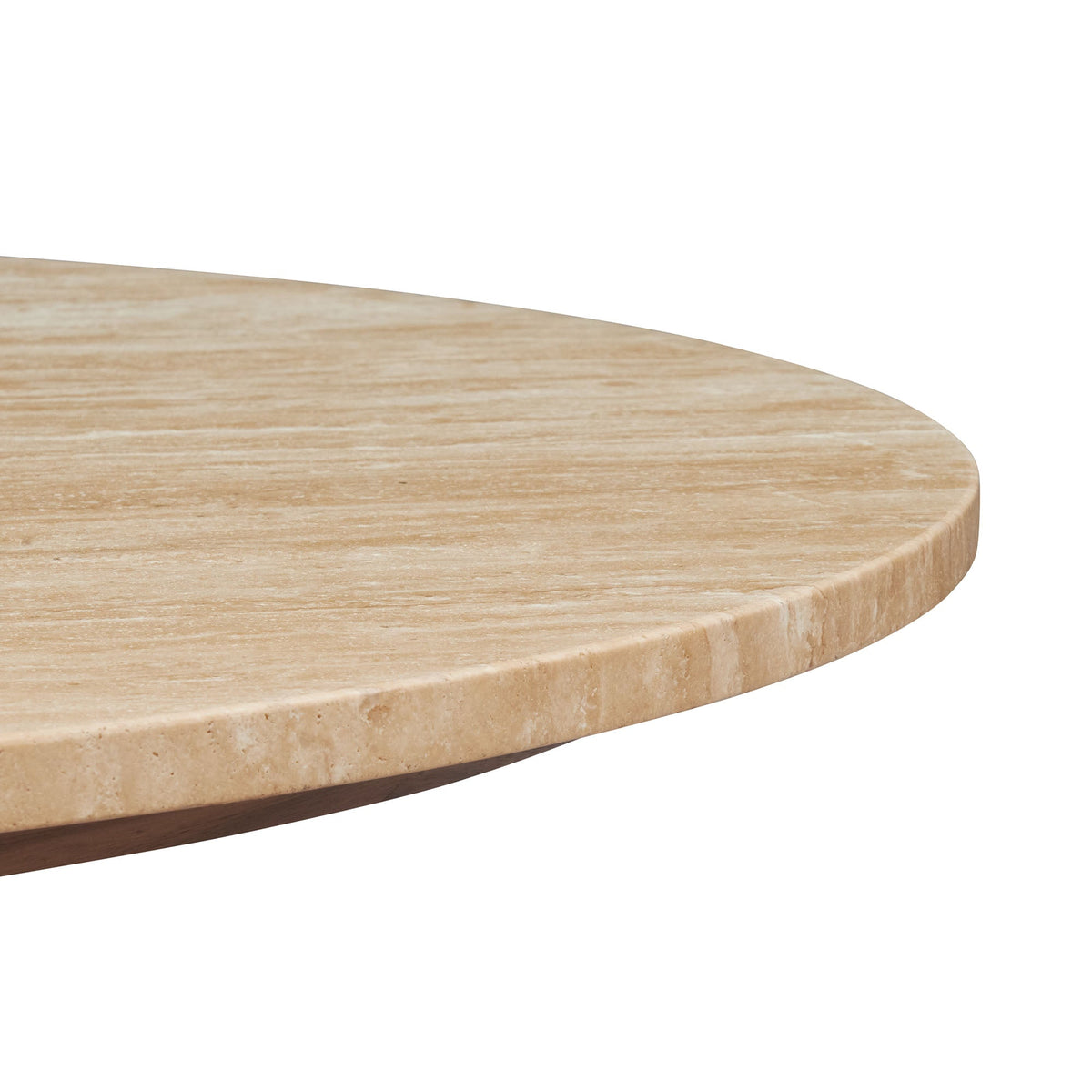 Kioni Round Travertine Coffee Table by Modway, beige travertine top, rounded edges on Tampa Home & Garden Store