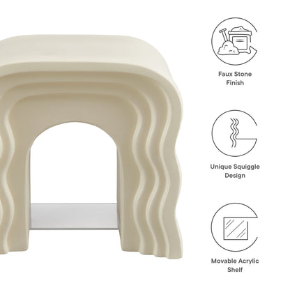 Jorin Squiggle Side Table by Modway, cream faux stone finish, unique squiggle design on Tampa Home & Garden Store