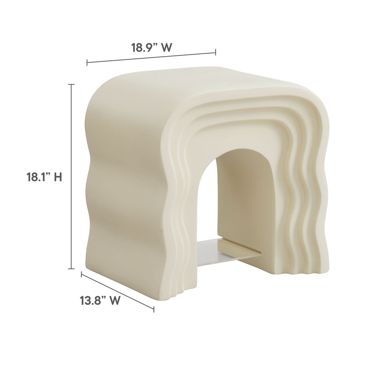 Jorin Squiggle Side Table by HouseOfZazla, cream ivory with stacked arched legs on Tampa Home & Garden Store