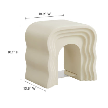 Jorin Squiggle Side Table by HouseOfZazla, cream ivory with stacked arched legs on Tampa Home & Garden Store
