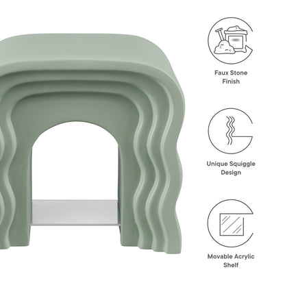 Jorin Squiggle Side Table by Modway sage green faux stone finish with curved layered legs on Tampa Home & Garden Store