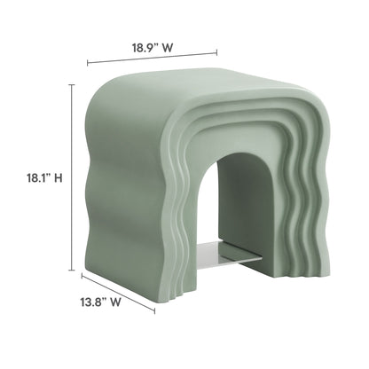 Jorin Squiggle Side Table nightstand in mint green with layered curved form and chrome shelf by Modway on Tampa Home & Garden Store