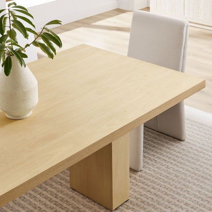 Piston 82in Rectangular Wood Dining Table by Modway, light oak finish with beige chairs on Tampa Home & Garden Store