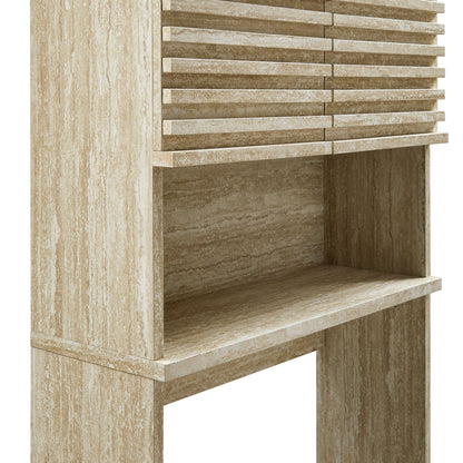 Over-the-Toilet faux travertine bathroom cabinet by Modway in beige finish on Tampa Home & Garden Store