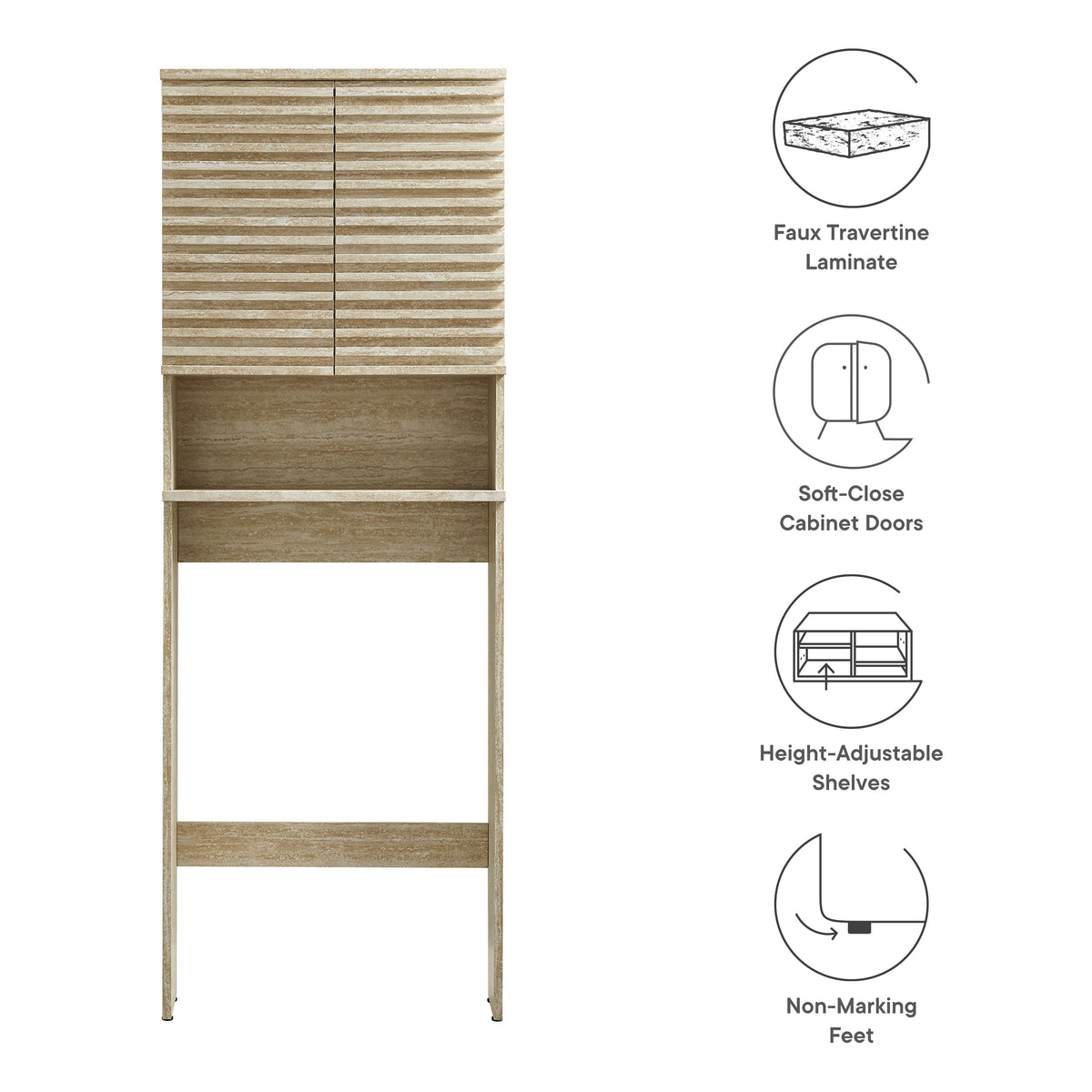 Render Over the Toilet Faux Travertine Bathroom Storage Cabinet by Modway on Tampa Home & Garden Store