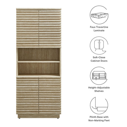 Modway Tall Faux Travertine Linen Storage Cabinet