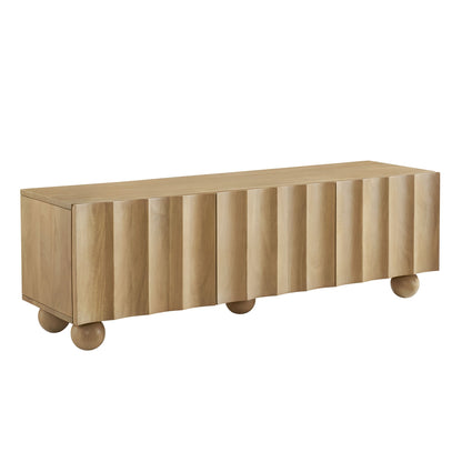 Sorren Scalloped Wood TV Stand by Modway in natural oak with rounded bun feet on Tampa Home & Garden Store