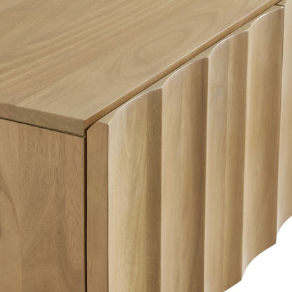 Sorren scalloped wood TV stand natural oak finish by HouseOfZazla, living room furniture set on Tampa Home & Garden Store