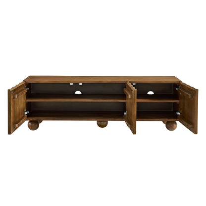 Sorren Scalloped Wood TV Stand by Modway, brown finish, two-door cabinets, open shelves on Tampa Home & Garden Store