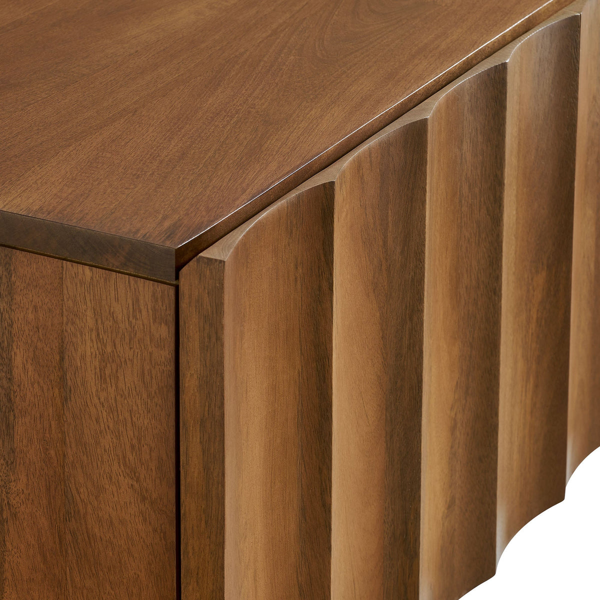 Sorren Scalloped Wood TV Stand warm brown wood grain with scalloped edge detailing by Modway on Tampa Home & Garden Store