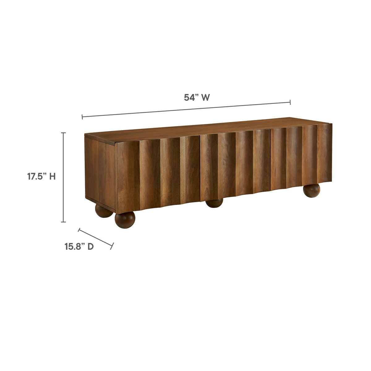 Sorren Scalloped Wood TV Stand by Modway brown wood with slats on Tampa Home & Garden Store