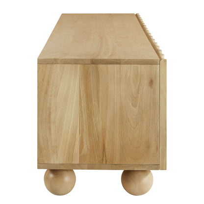 Sorren Scalloped Wood TV Stand natural wood finish with scalloped edge and round ball feet on Tampa Home & Garden Store