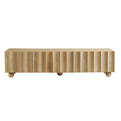 Sorren Scalloped Wood TV Stand natural wood finish with rounded bun feet on Tampa Home & Garden Store