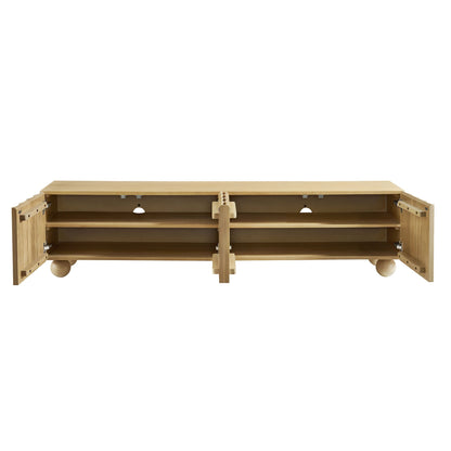 Sorren scalloped wood TV stand in natural oak with open shelf storage by HouseOfZazla on Tampa Home & Garden Store