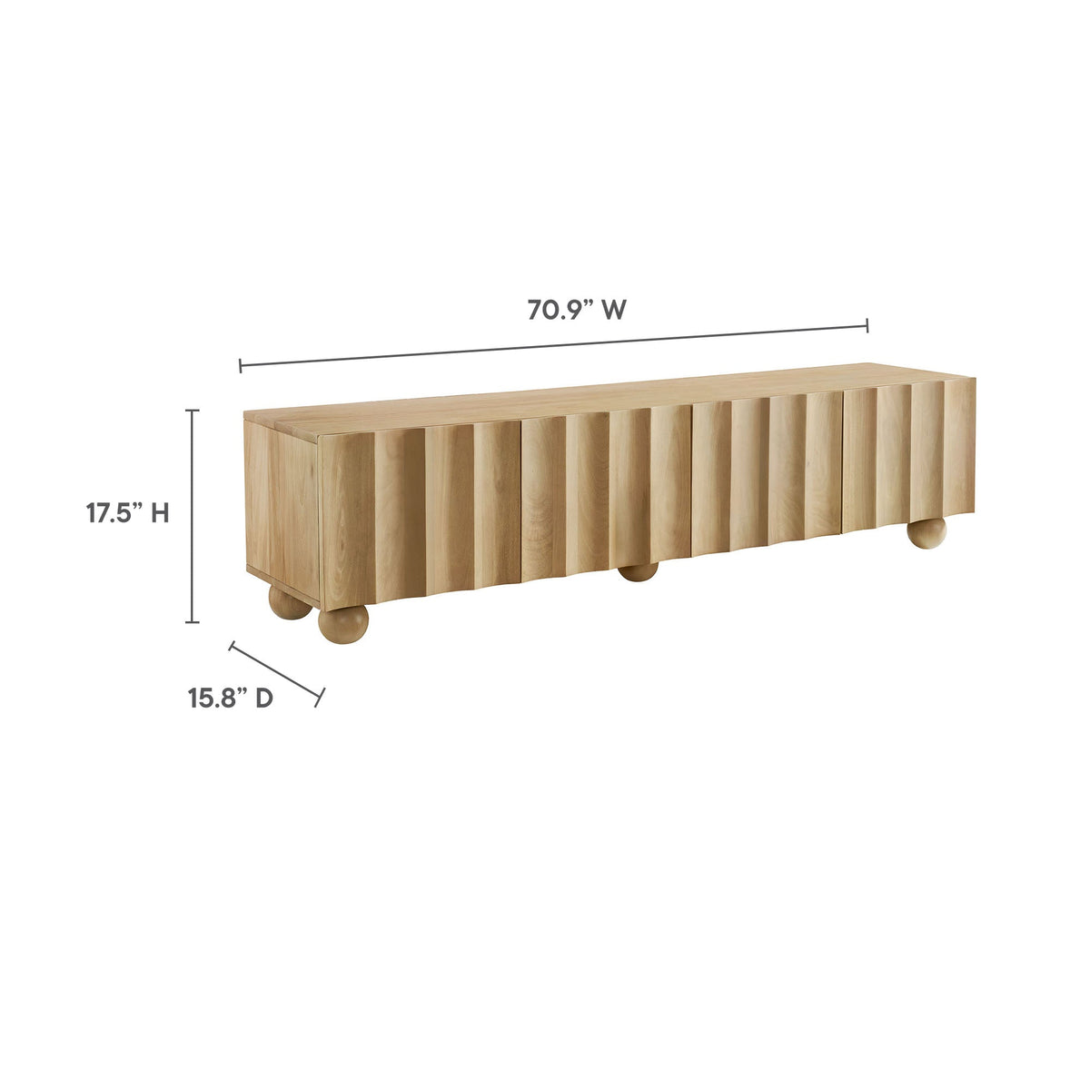 Sorren Scalloped Wood TV Stand natural wood finish with vertical slat panels HouseOfZazla on Tampa Home & Garden Store