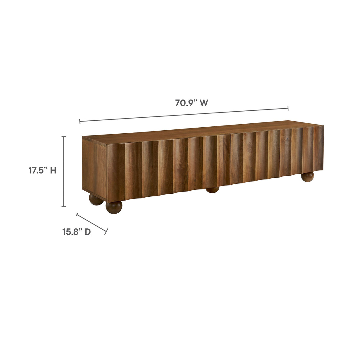 Sorren scalloped wood TV stand by Modway in warm brown finish, living room console on Tampa Home & Garden Store